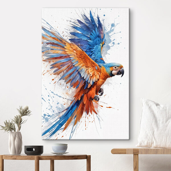 Oiseau coloré volant avec des éclaboussures de peinture Tableaux Oiseau coloré volant avec des éclaboussures de peinture