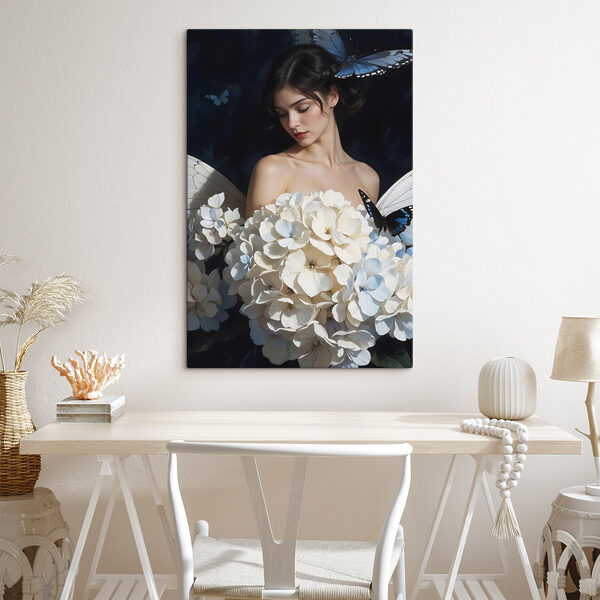 Femme avec des papillons et des fleurs Tableaux Femme avec des papillons et des fleurs