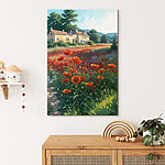 Tableaux Champ de fleurs avec une maison en arrière-plan