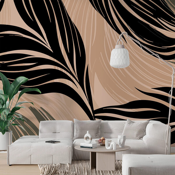 Motif de plumes noires et fauves Papier peint Motif de plumes noires et fauves