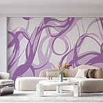 Papier peint Tourbillons violets sur fond blanc