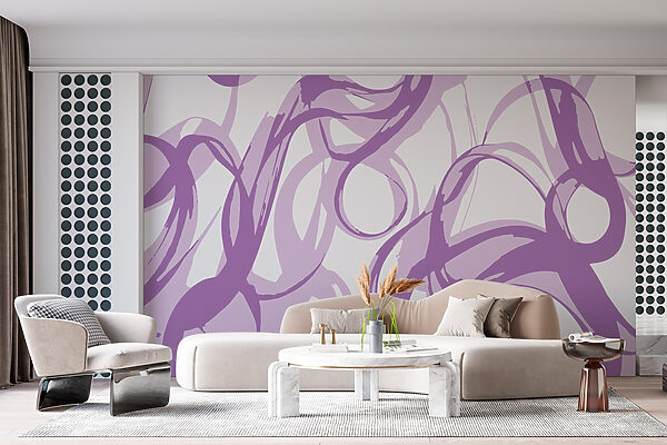 Tourbillons violets sur fond blanc Papier peint Tourbillons violets sur fond blanc