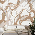 Papier peint Tourbillons blancs et bruns