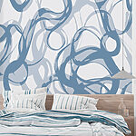 Papier peint Tourbillons bleus et blancs