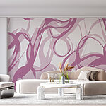 Papier peint Tourbillons violets sur fond blanc
