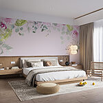 Papier peint Groupe de fleurs et de feuilles