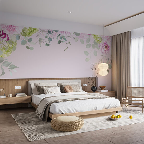 Groupe de fleurs et de feuilles Papier peint Groupe de fleurs et de feuilles