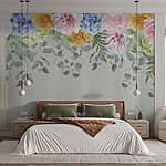 Papier peint Groupe de fleurs et de feuilles