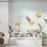 Papier peint Groupe de fleurs blanches