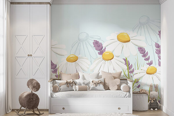 Groupe de fleurs blanches Papier peint Groupe de fleurs blanches