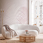 Papier peint Feuilles blanches et roses