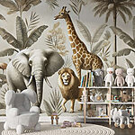 Papier peint Papier peint avec des animaux et des plantes