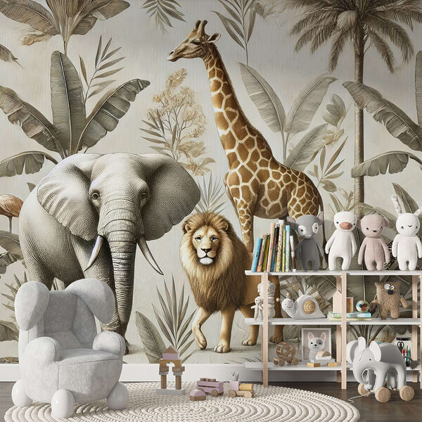 Papier peint avec des animaux et des plantes Papier peint Papier peint avec des animaux et des plantes