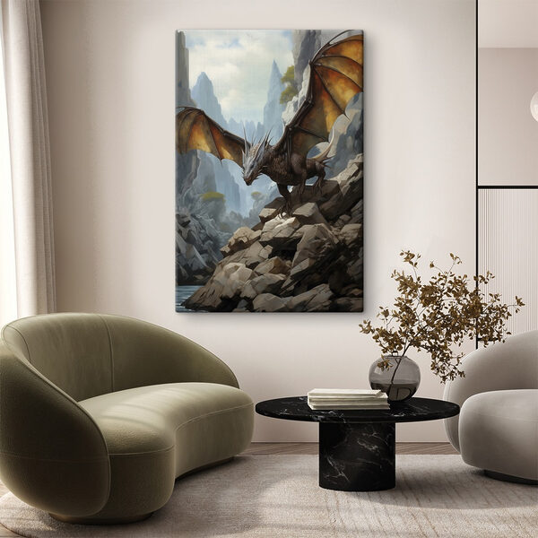 Dragon sur une colline rocheuse Tableaux Dragon sur une colline rocheuse