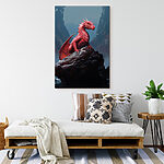 Tableaux Dragon rouge sur un rocher