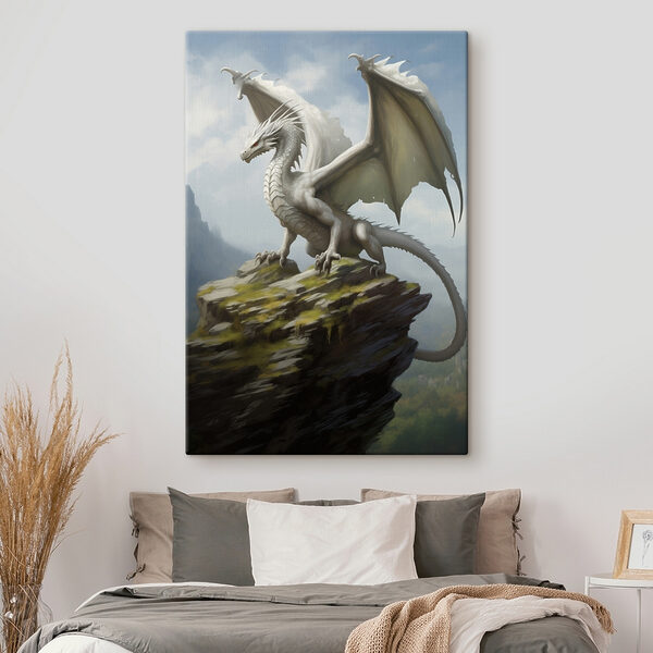Dragon blanc sur un rocher Tableaux Dragon blanc sur un rocher