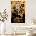 Tableaux Femme aux cheveux blonds bouclés et aux grandes boucles d'oreilles
