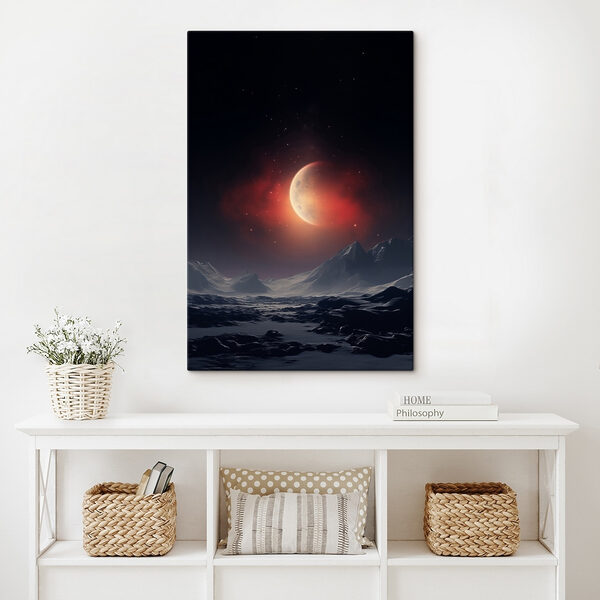 Lune dans le ciel au-dessus des montagnes Tableaux Lune dans le ciel au-dessus des montagnes