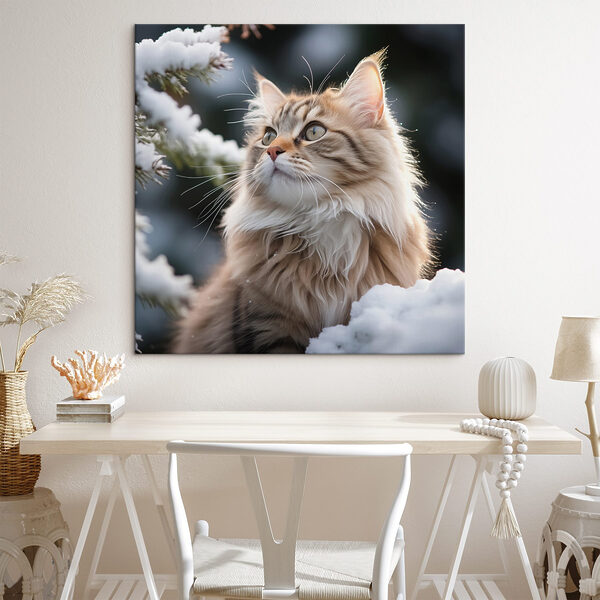Chat assis dans la neige Tableaux Chat assis dans la neige