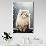 Tableaux Chat assis dans la neige