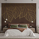 Papier peint Groupe de feuilles sur fond brun