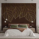 Papier peint Groupe de feuilles sur fond brun