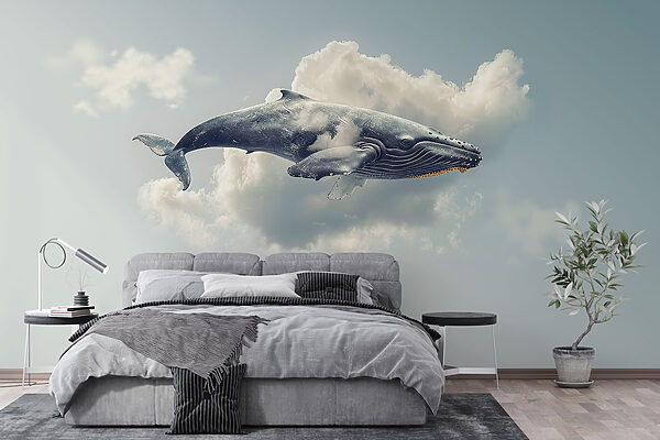 Baleine volant dans le ciel Papier peint Baleine volant dans le ciel