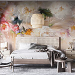 Papier peint Peinture de fleurs sur fond blanc