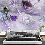 Papier peint Peinture de fleurs et de plumes