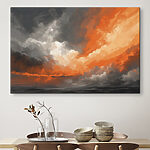 Tableaux Ciel nuageux avec des nuages orange et gris