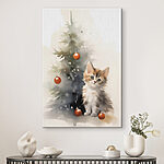 Tableaux Chat à côté d'un arbre de Noël