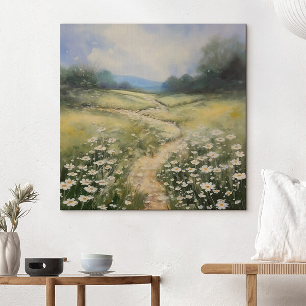 Peinture d'un chemin dans un champ de fleurs Tableaux Peinture d'un chemin dans un champ de fleurs