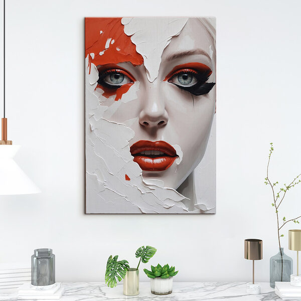 Femme maquillée en orange et noir Tableaux Femme maquillée en orange et noir