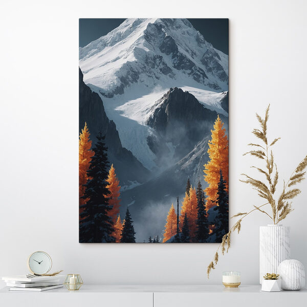 Montagne enneigée avec arbres et neige Tableaux Montagne enneigée avec arbres et neige