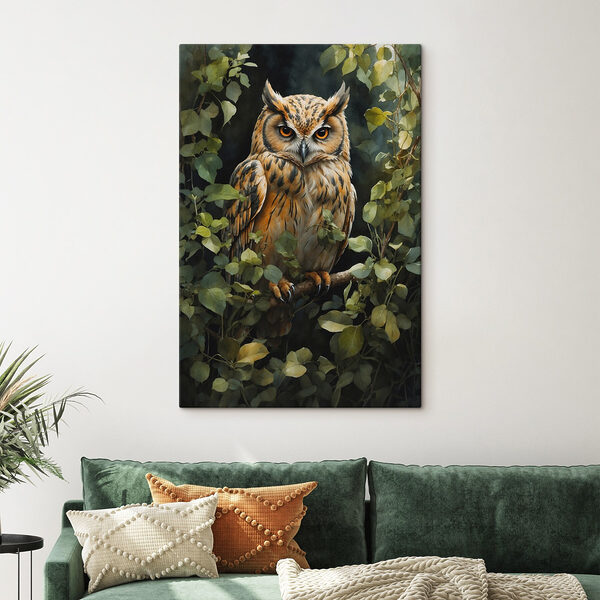Une chouette assise sur une branche Tableaux Une chouette assise sur une branche