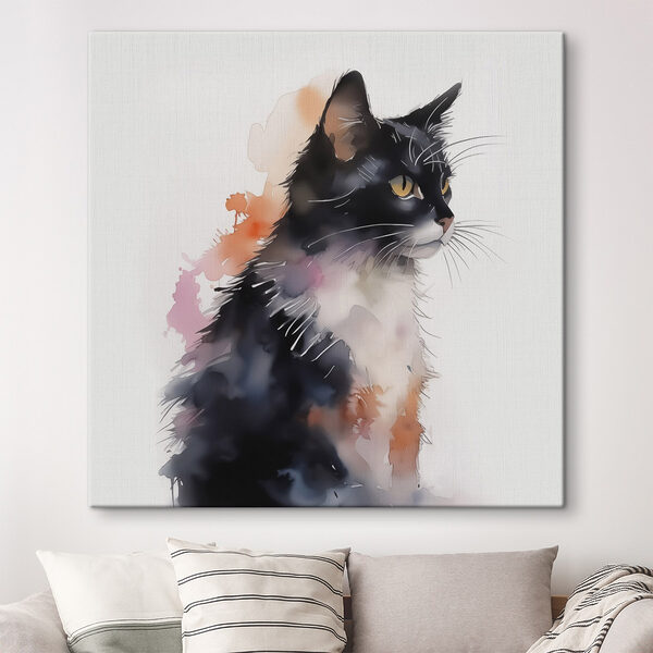 Chat au visage blanc et noir Tableaux Chat au visage blanc et noir