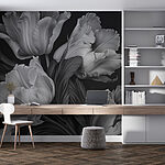 Papier peint Des tulipes élégantes dans des tons monochromes.