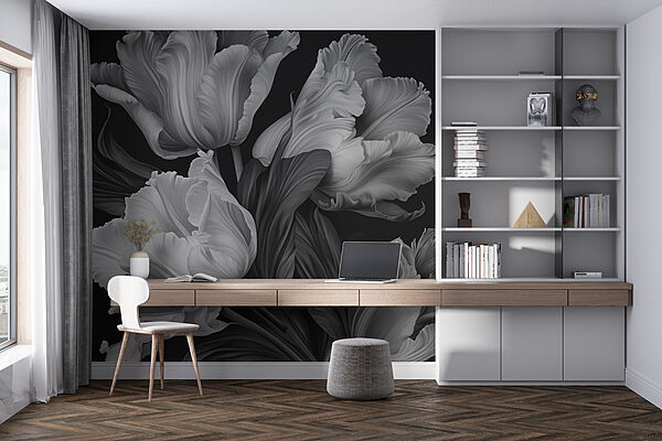 Des tulipes élégantes dans des tons monochromes Papier peint Des tulipes élégantes dans des tons monochromes
