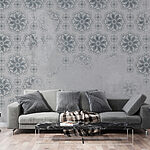 Papier peint Papier peint gris et blanc à motifs