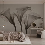 Papier peint Groupe de fleurs sur fond blanc