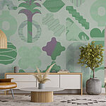 Papier peint Formes vertes et violettes