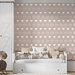 Papier peint Motif de cœurs sur fond beige