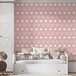 Papier peint Motif de cœurs blancs sur fond rose