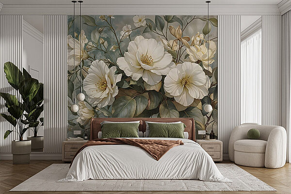 De belles fleurs dans des tons doux Papier peint De belles fleurs dans des tons doux