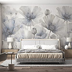 Papier peint Groupe de fleurs sur fond blanc