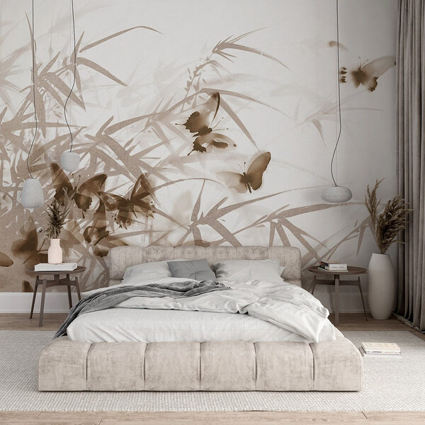 Papier peint Papillons sur une surface blanche