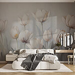 Papier peint Peinture de fleurs blanches
