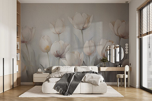 Peinture de fleurs blanches Papier peint Peinture de fleurs blanches