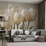 Papier peint Groupe de tulipes blanches