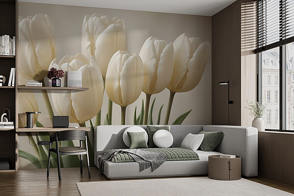 Groupe de tulipes blanches Papier peint Groupe de tulipes blanches